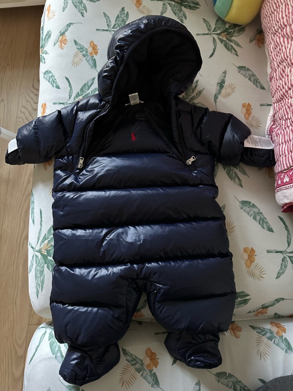 Ralph Lauren Navy Quilted Baby Snowsuit with Hood